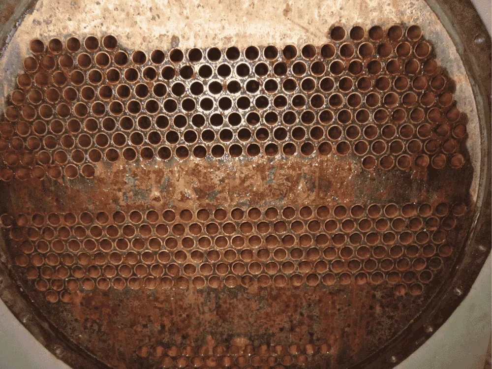 Hong Kong shopping mall cooling tower condenser after QEQI® — clean, scale-free tubes