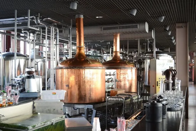 Copper brewing kettles at Obolon Brewery, Kyiv, QEQI® cooling water treatment case study