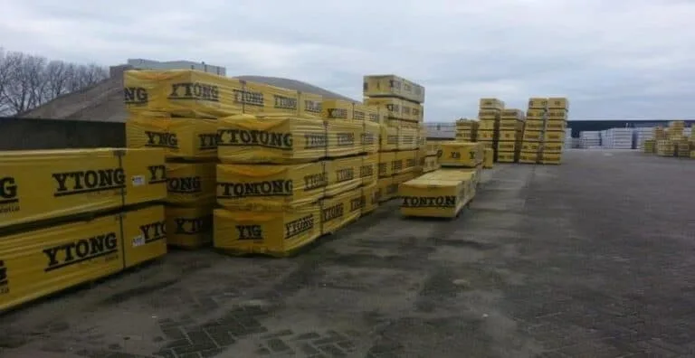 Stacked Ytong blocks at the Xella factory, Meppel