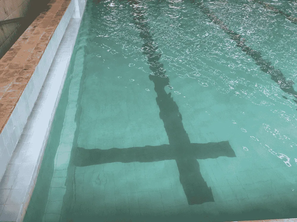 Ukraine wave pool before QEQI® — cloudy, organic-laden water