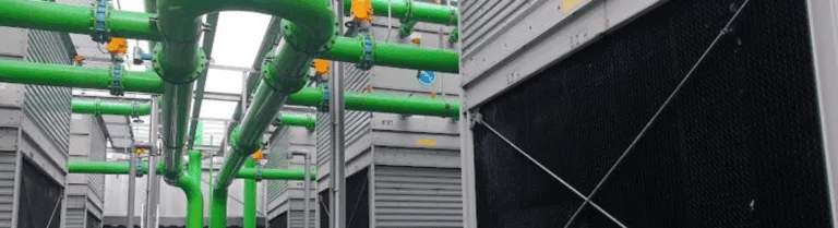 Green cooling pipework in a data centre