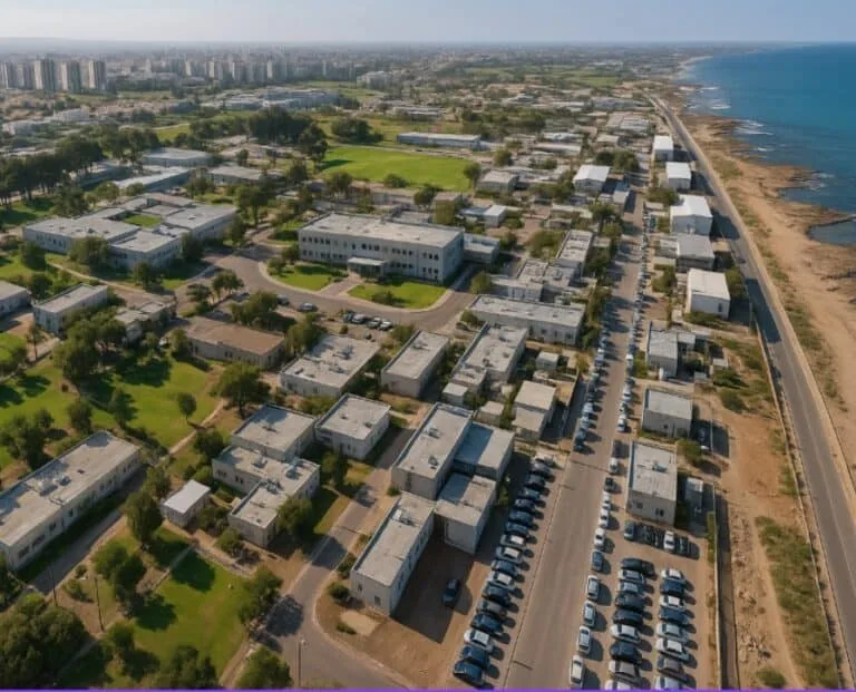 Aerial view of a coastal hospital campus – heat exchanger limescale, Middle East