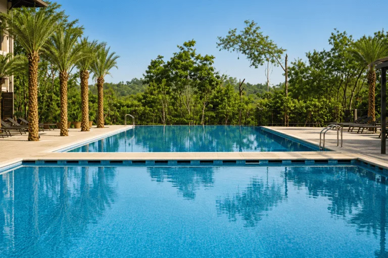 Outdoor clubhouse pool at Lodha Amara, Thane
