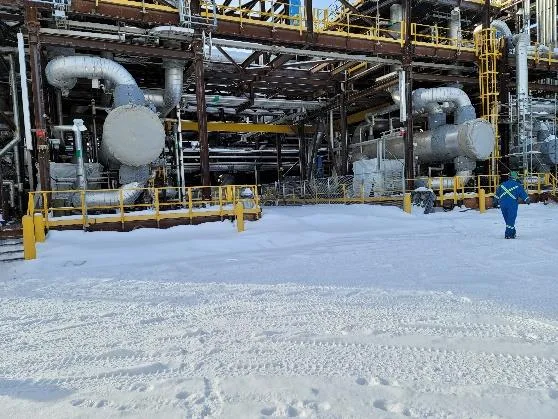 Heat exchanger inlet pipes at Imperial Oil Kearl Lake, Canada