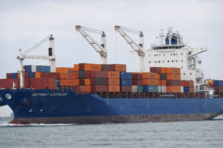 Container ship MV Detroit Express loaded with containers
