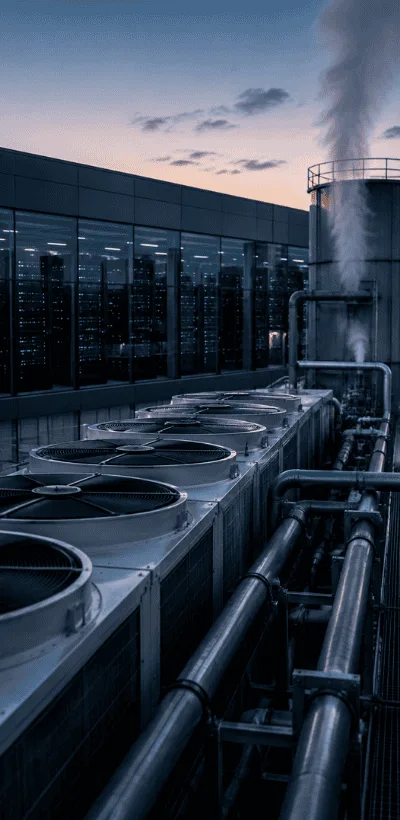 Data centre cooling tower water system treated with QEQI®