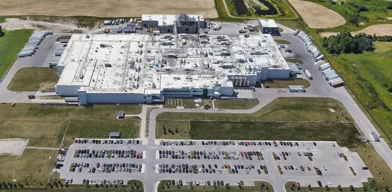 Aerial view of the Maple Leaf Foods plant, Hamilton