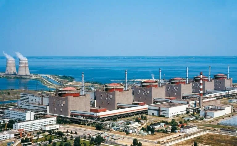 Zaporizhzhya nuclear power plant beside the water