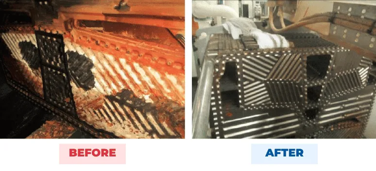 MV Detroit Express freshwater generator plates before and after Taifitop treatment